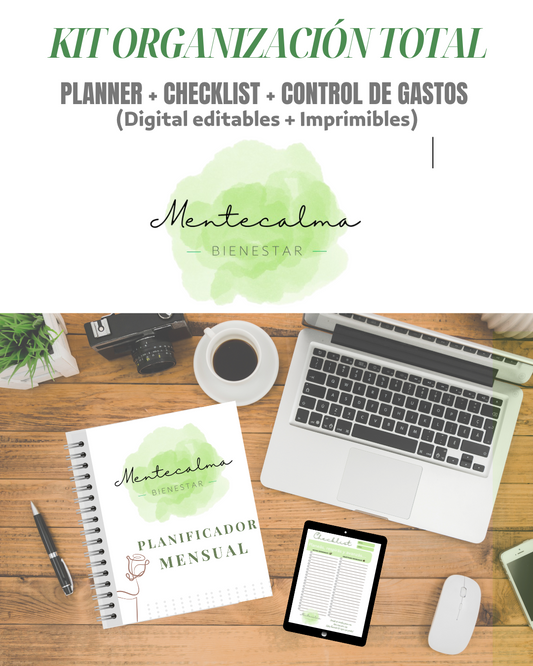 Kit Organización Total:  Planner + Checklist + Control de Gastos